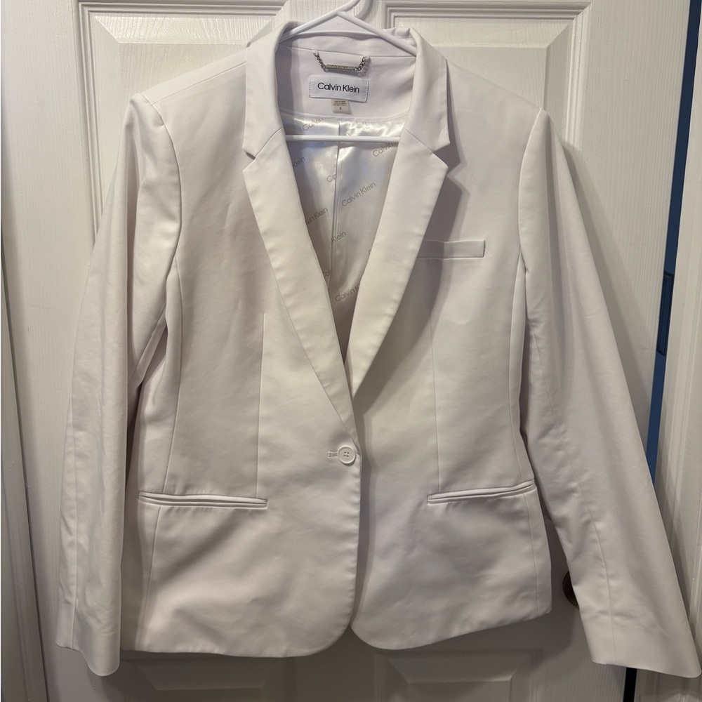 Calvin Klein Women's White Blazer - Size 12